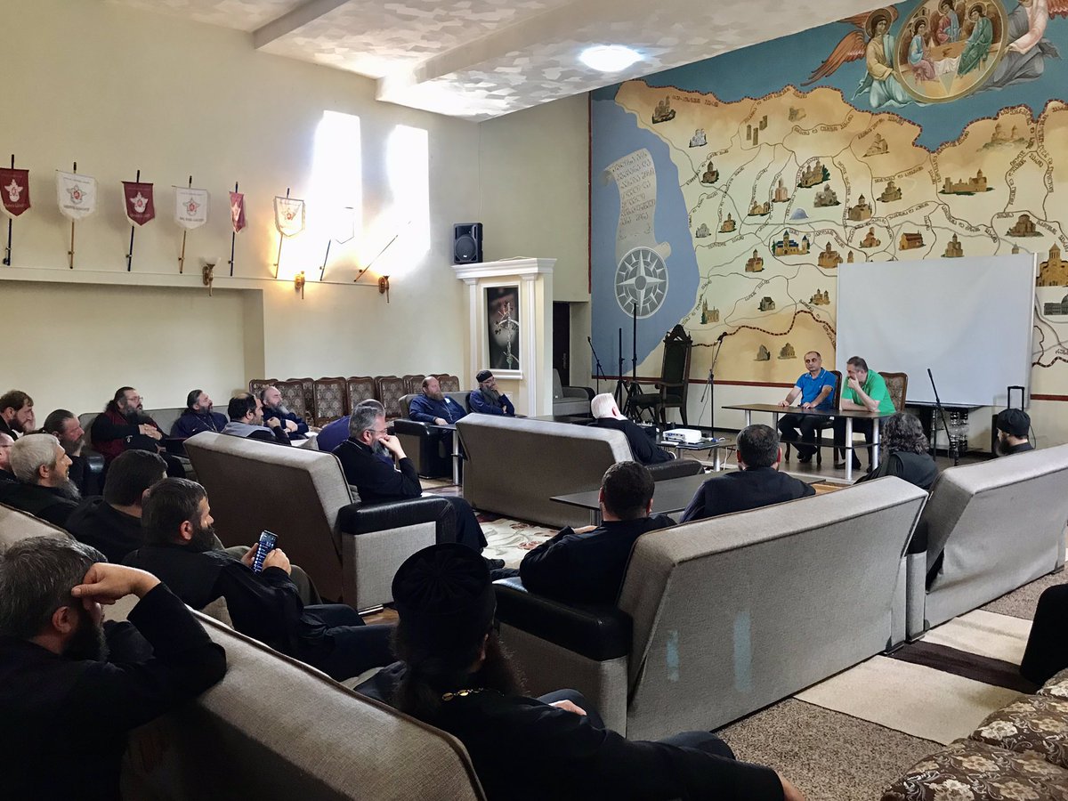 GFSIS_official's tweet photo. Discussing national security challenges and developments in the Middle East with the representatives of Vani and Baghdati diocese #NED #GFSIS #RondeliFoundation #GeorgianOrthodoxChurch #GOC https://t.co/EmOp0h9Loq