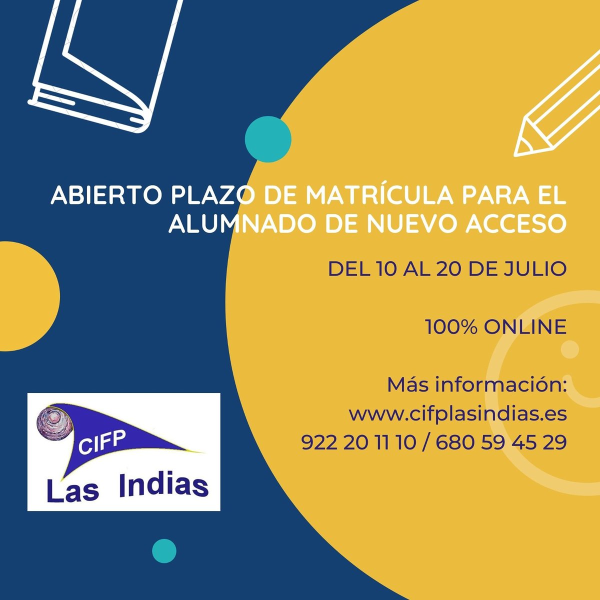 Plazo de matrícula abierta. Solo online. Para nuevo alumnado. 
#fpprimeraopción
