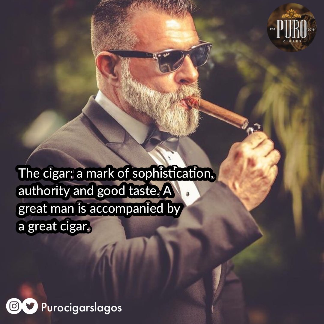 Purocigarslagos's tweet photo. The cigar: a mark of sophistication, authority and good taste. A great man is accompanied by a great cigar.
#cigaroftheday #luxury #power #authority #influencers #cigarlifestyle #cigarsociety #cigarsnob #smoke #class #cigarworld #cigarsmoker #liquidhub #LHprivee #cigarboss https://t.co/aQKMM4nsjq