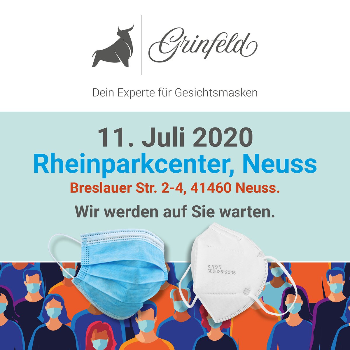 GrinfeldMedical's tweet photo. Nachdem wir in den vergangenen Wochen freitags auf dem #Carlsplatz waren, werden wir am 11. Juli für Sie im #Rheinparkcenter in Neuss sein. Stellen Sie uns gerne alle Ihre Fragen zum Thema Schutz vor Corona durch Masken!

#aufklärung #covid19 #masken #mundschutz #grinfeld https://t.co/LAYh0JyUIS