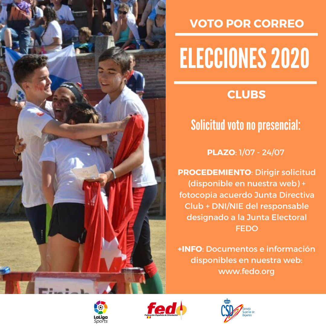 fedo_org's tweet photo. 🗳️Los clubs también pueden pedir el voto no presencial en el proceso electoral de la FEDO!

📆El plazo se cierra el próximo 24 de julio!

🔗El procedimiento y los documentos a utilizar se detallan en nuestra página web: https://t.co/SIsbPHXjH1

#FEDO #orienteering @deportegob https://t.co/PBRsGlhotG