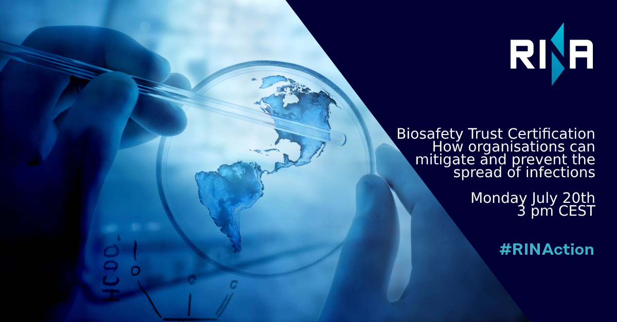 RINA1861's tweet photo. After the Covid-19 pandemic, the adoption of new measures is essential to provide people with trustworthy #safety standards. Do you want to learn how to certify your commitment to the #health of your customers and employees? Join our webinar β‘οΈ https://t.co/hztFCnMpqY
#RINAction https://t.co/3kHejuYcCM