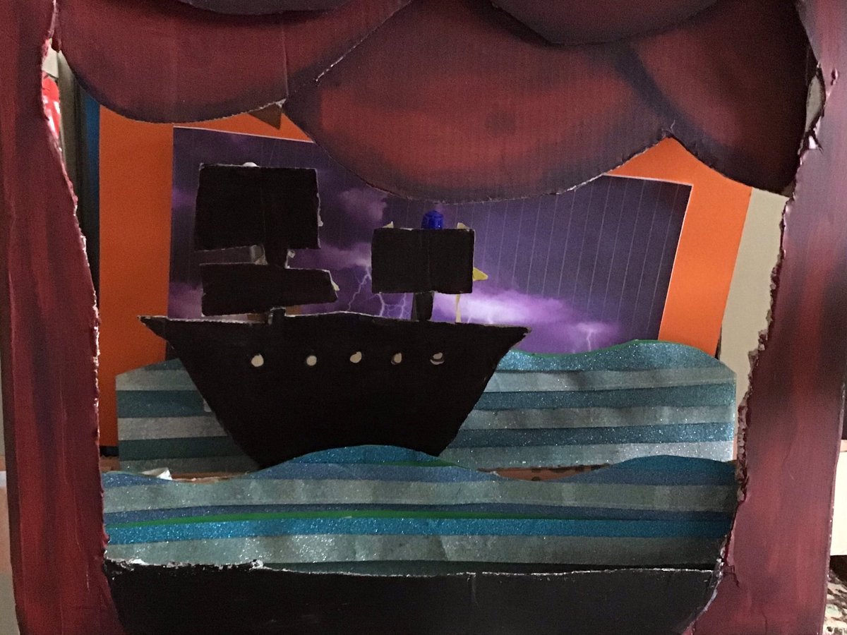 SPFdrama's tweet photo. Backstage club members have been as #creative as ever - recycling cardboard boxes into toy theatres and shadow puppet theatres. Here are two examples - guess which #Shakespeare plays inspired their mini sets! @SPFSchools @SPFSeniors https://t.co/asl8AwKNFw