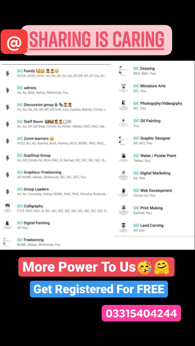 fakhra_khattak's tweet photo. Its lockdown & all are bored at home so #SIC the lockdown E-project of #ART_psyche,basically #art related but offering some #technical_courses too wrt #art so go,join it now & be skilled frm #free_online_courses
#share it alot as #Sharing_is_Caring โ๐ปโฅ๏ธ๐จ
https://t.co/p2g9svQuxR https://t.co/XJ9ap1XAcU