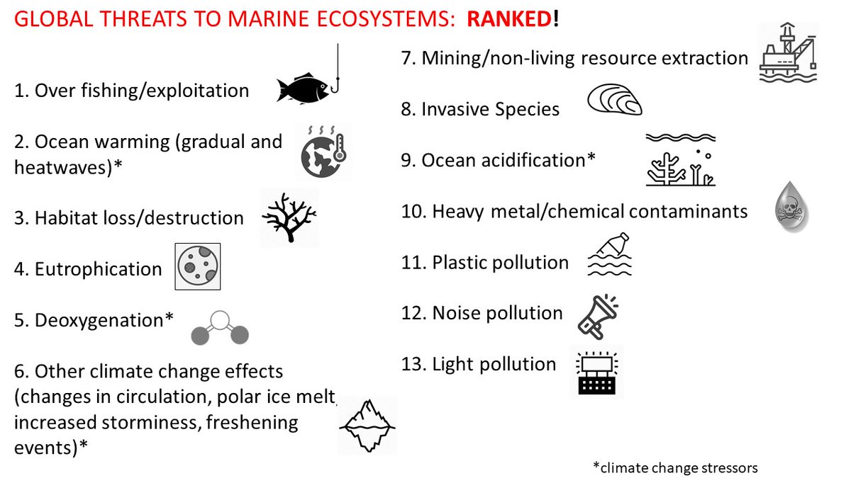 DanSmale1's tweet photo. Ocean systems are threatened by many human stressors but which ones threaten the integrity and functioning of entire ecosystems? Which deserve the most global attention, research effort and societal focus? Which are just fashionable and tractable and which actually matter? https://t.co/Gmgupw1tKi