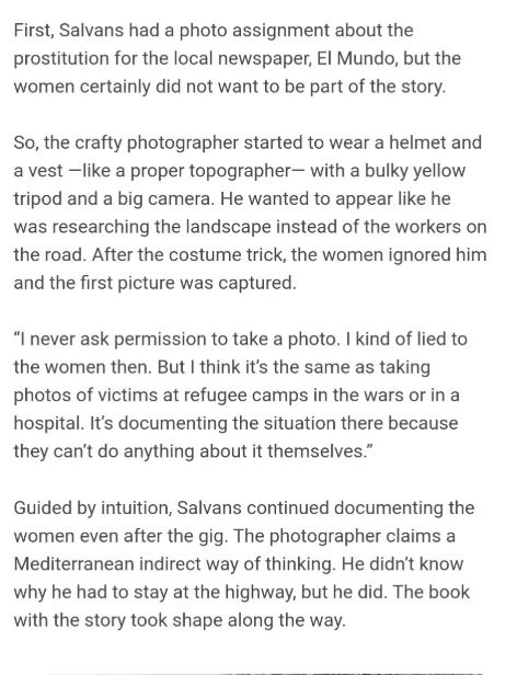 Hey  @martinparrfdn Would you agree that men disguising themselves to take secret pics of 'prostitutes' (Parr's words) because they have already refused to be photographed is a safety issue? That women's concerns for their own safety should be taken seriously?