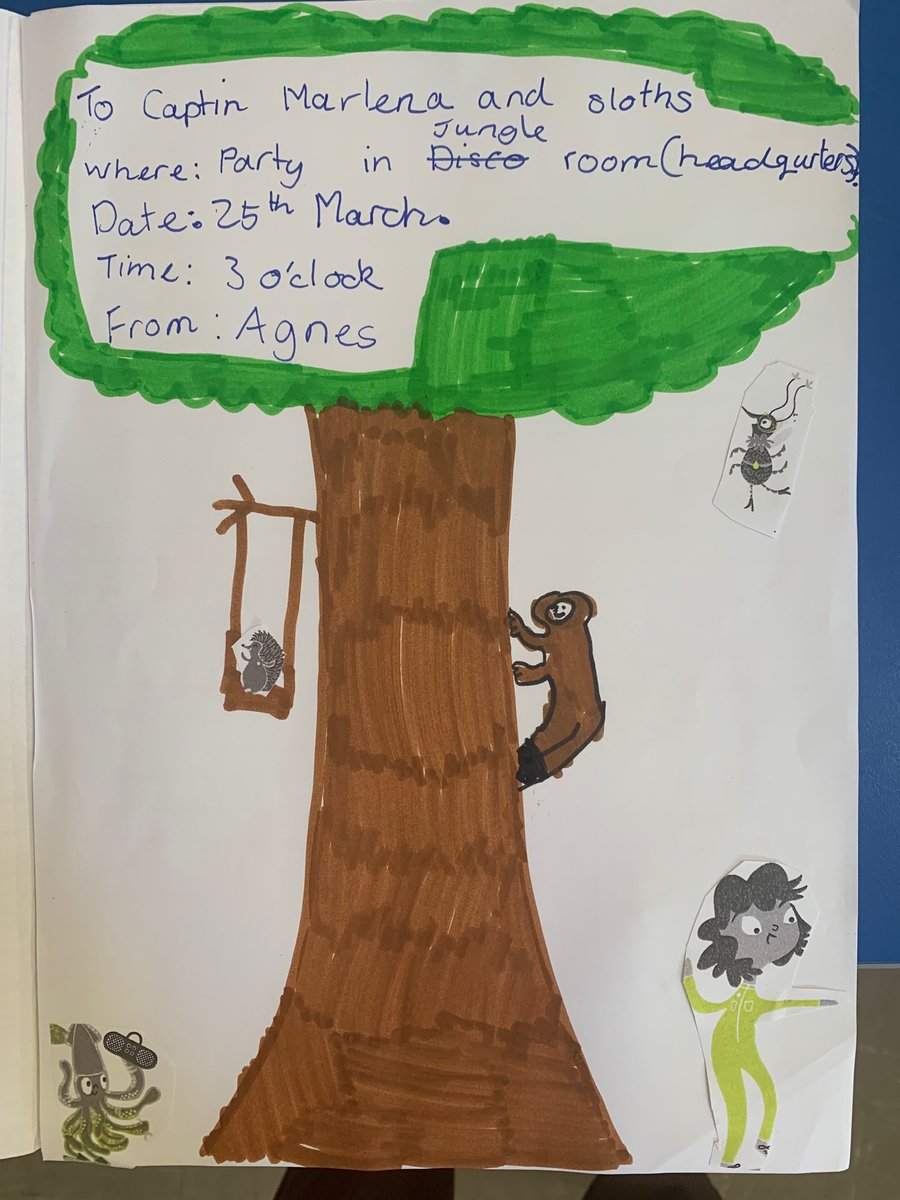 EyePrimaryYear2's tweet photo. 🦥 @jenrosebell our Year 2/3 key worker bubble have been LOVING Agents of the Wild - today they are planing a birthday party for Agnes! https://t.co/2orpJvECsK