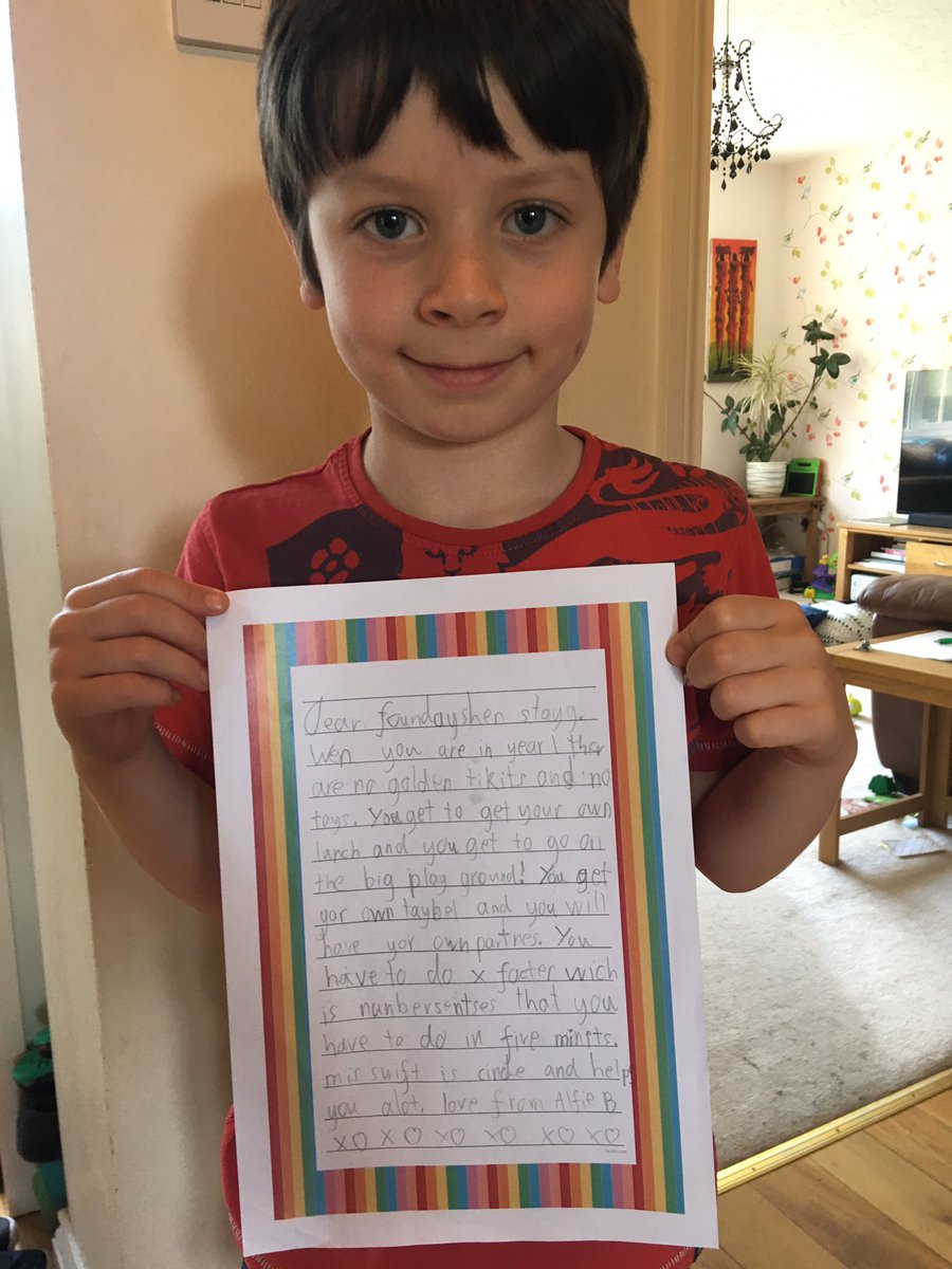 SarahBu08145567's tweet photo. @SherrierY1 Alfie’s letter to the old Foundation Stage children 😃 https://t.co/u5Qywm6RQy