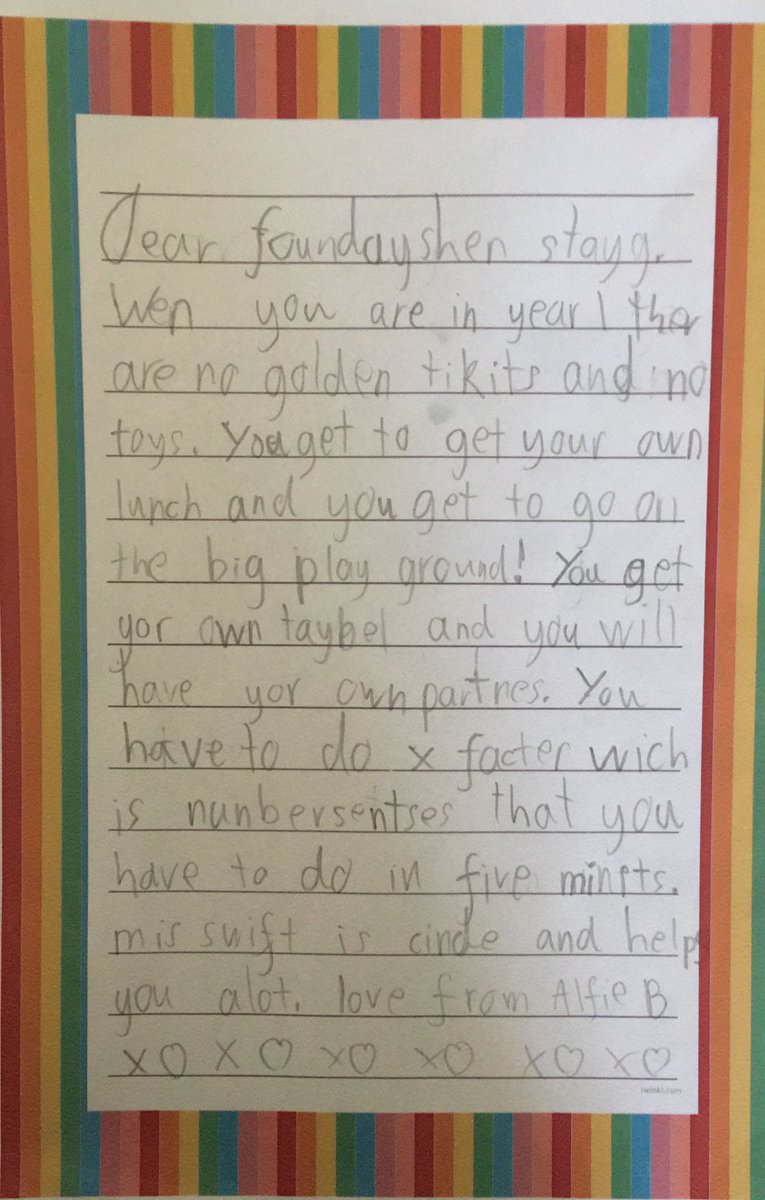 SarahBu08145567's tweet photo. @SherrierY1 Alfie’s letter to the old Foundation Stage children 😃 https://t.co/u5Qywm6RQy