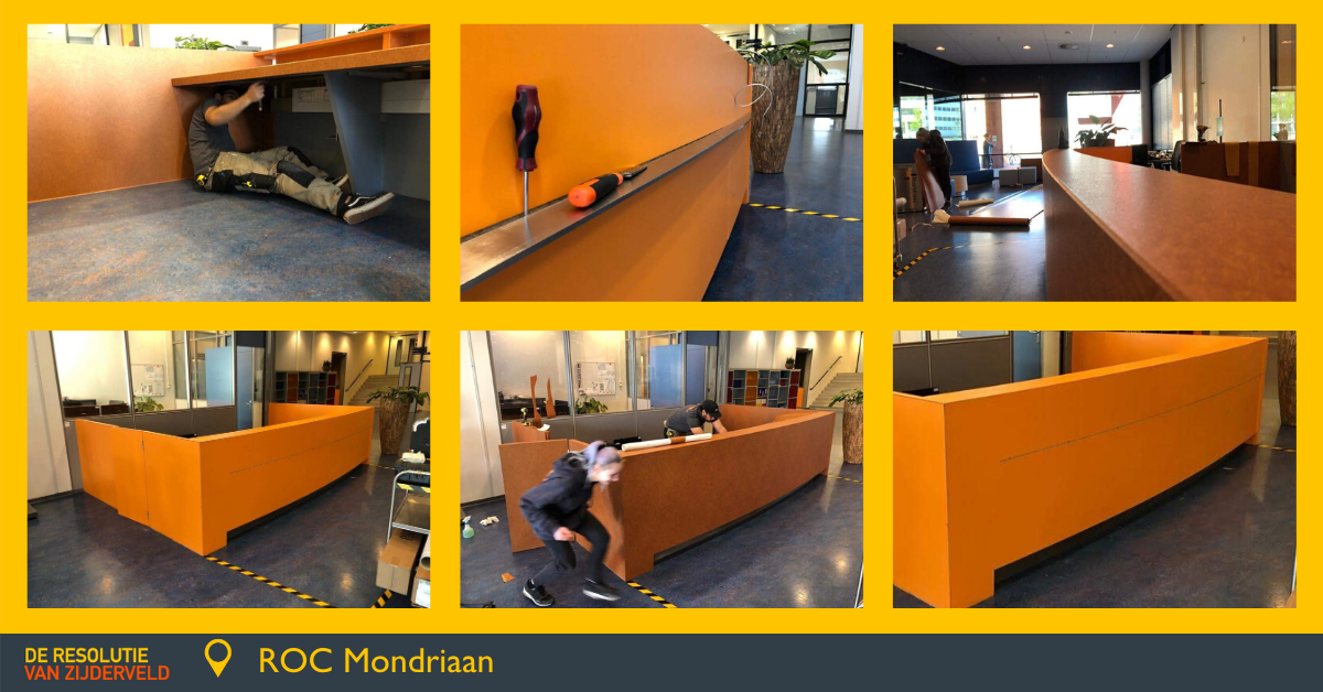 Mooi #oranje is niet lelijk!🧡 Nu het <a href="/rocmondriaan/">ROC Mondriaan</a> weer open is, kunnen de leerlingen ook van de mooie #balie genieten.

Kan jouw balie ook wel een opknapbeurt gebruiken? Wij helpen je graag. Neem contact met ons 👇
resolutie.nl/#section_conta…
---
#deresolutie #wijzijnderesolutie