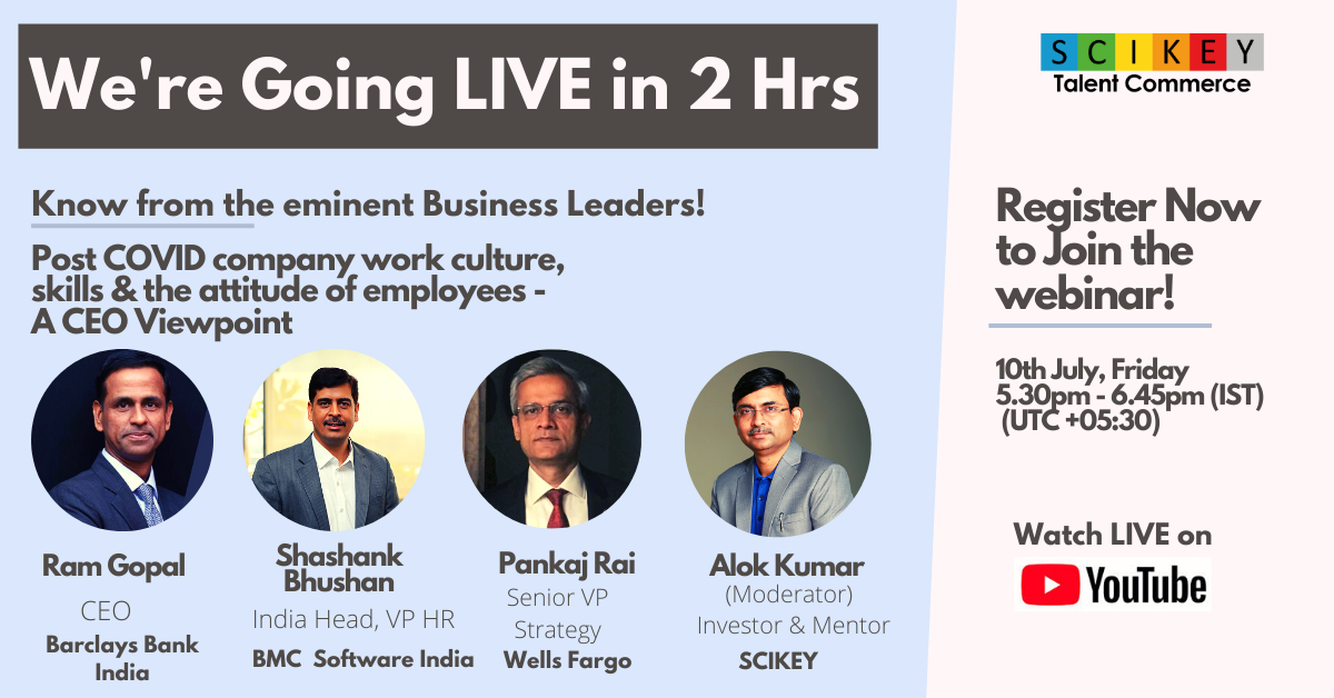 scikeyglobal's tweet photo. We’re going LIVE in 2 hrs. Register or watch LIVE on YouTube. We will be sharing the YouTube link once we go LIVE at 5.30 pm.
This webinar, you won’t like to miss it!
Register now - https://t.co/eM1PhdsAdf 
#Webinar #WFH #RemoteWorking #WorkCulture #WorkFromHome #HR #HRCommunity https://t.co/MIXpWgLnA9