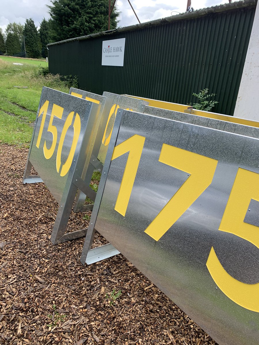 HawkRange's tweet photo. New yardage signs ready to go !! 
.
.
.
#drivingrange #yardages #knowyourdistance https://t.co/CVJjySJkdB