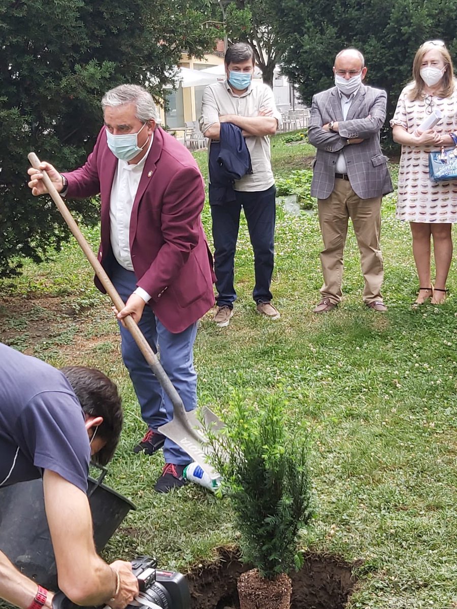 Plantación de texu en homenaje a las víctimas del COVID 19 en los Jardines del Ayuntamiento