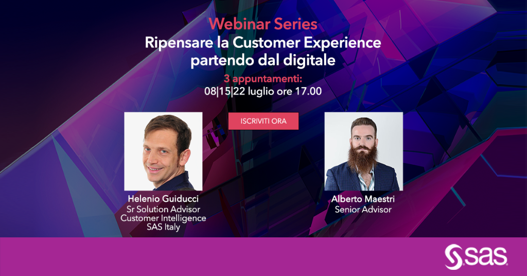 SASitaly's tweet photo. Il nostro percorso per ripensare la #CustomerExeperience partendo dal digitale continua con altre 2 tappe, vi diamo appuntamento il 15 e il 22 luglio. E se avete perso il primo incontro online, trovate il video On-Demand nel nostro sito https://t.co/51jmRKp6pK #CX #digitale https://t.co/5ndFT3FJf1