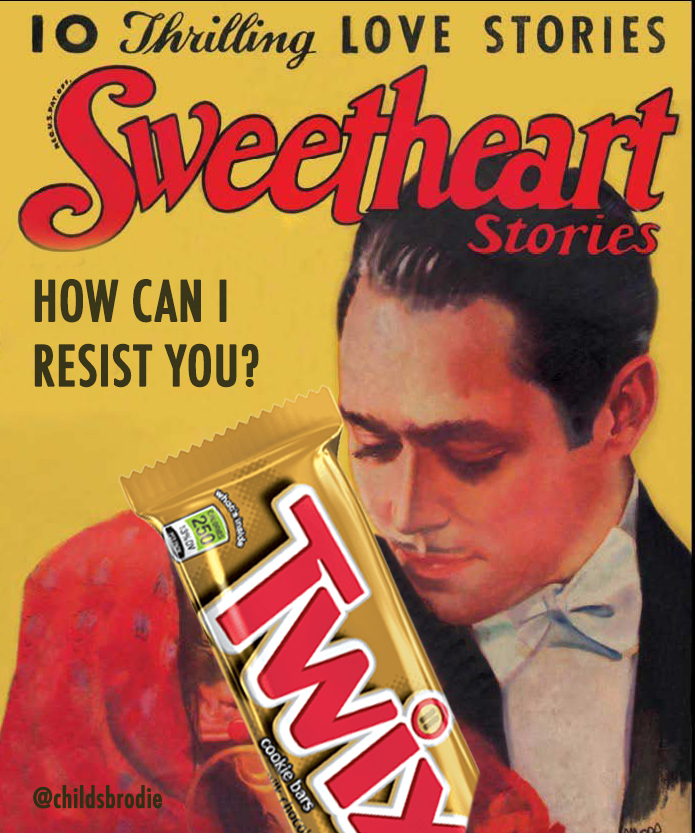 ChildsBrodie's tweet photo. Another silly one for @OneMinuteBriefs My love of Twix's (is Twix already pluralised?) cannot be understated! #FAVOURITESWEETS https://t.co/8PO0dfP6lA