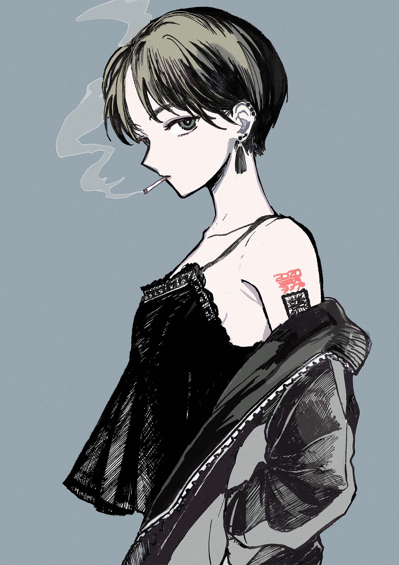 三日月ランプ 一見ボーイッシュに見えるたばこ吸ってるクールなショートカットお姉さん好きじゃんという絵 T Co V62xqivkr8 Twitter