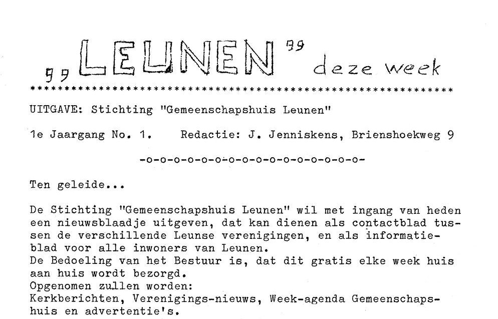 RooyNet's tweet photo. Het Leunse weekblad De Ruuper staat nu op RooyNet. Na een lange periode van digitaliseren, oppoetsen en voorbereiden staat nu het weekblad van Leunen ook op RooyNet. De jaargangen van 1969 tot en met 2010 zijn nu geheel doorzoekbaar. https://t.co/T23Wsva7Yc