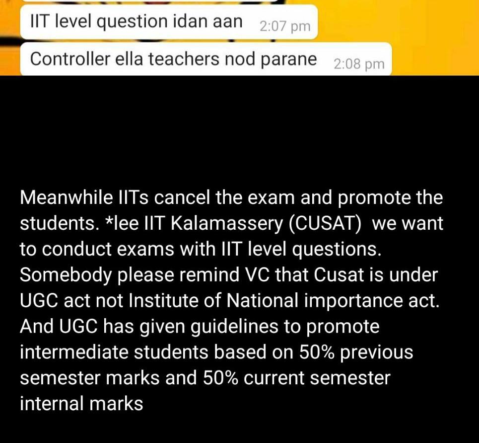 AbeOyeArun's tweet photo. Cusat has decided to hold exams for students even though our portions aren't complete, we have no calculators/data book etc., most of are in low connectivity area which makes it almost impossible to give the exam in the limited amount of time that they have given us. These exams. https://t.co/SFXBy0Xj75