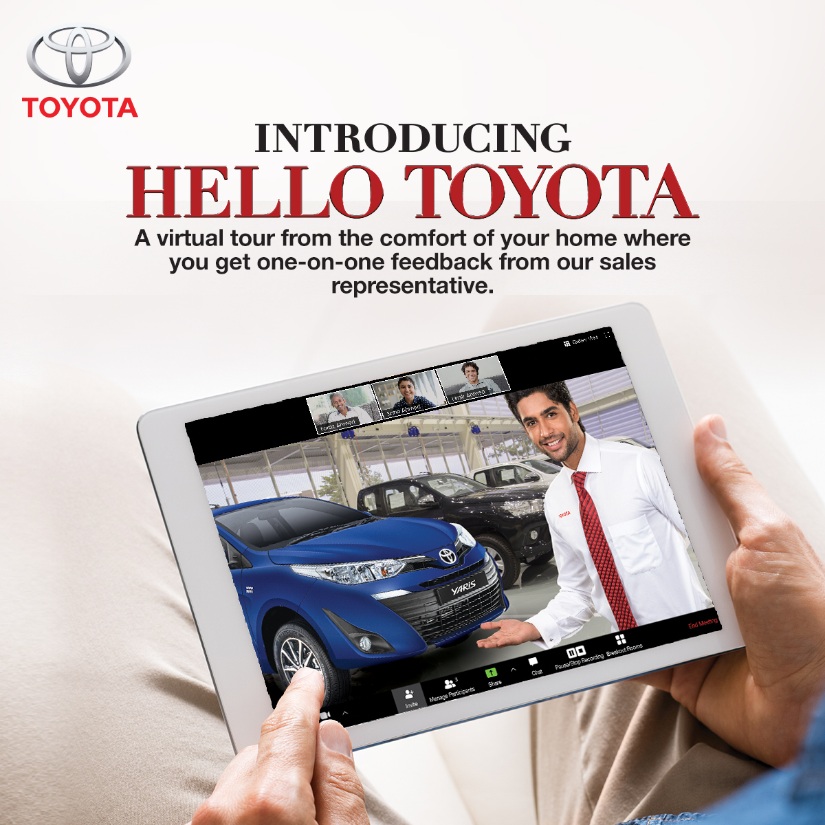 ToyotaPak's tweet photo. Hello Toyota lets you experience Toyota cars virtually from anywhere and anytime.

You can see your favourite vehicle and have one-on-one discussions with our sales representatives from Monday to Saturday 10:00am to 5:00pm

Book your appointment today.

#HelloToyota https://t.co/w1tlp4mg7J