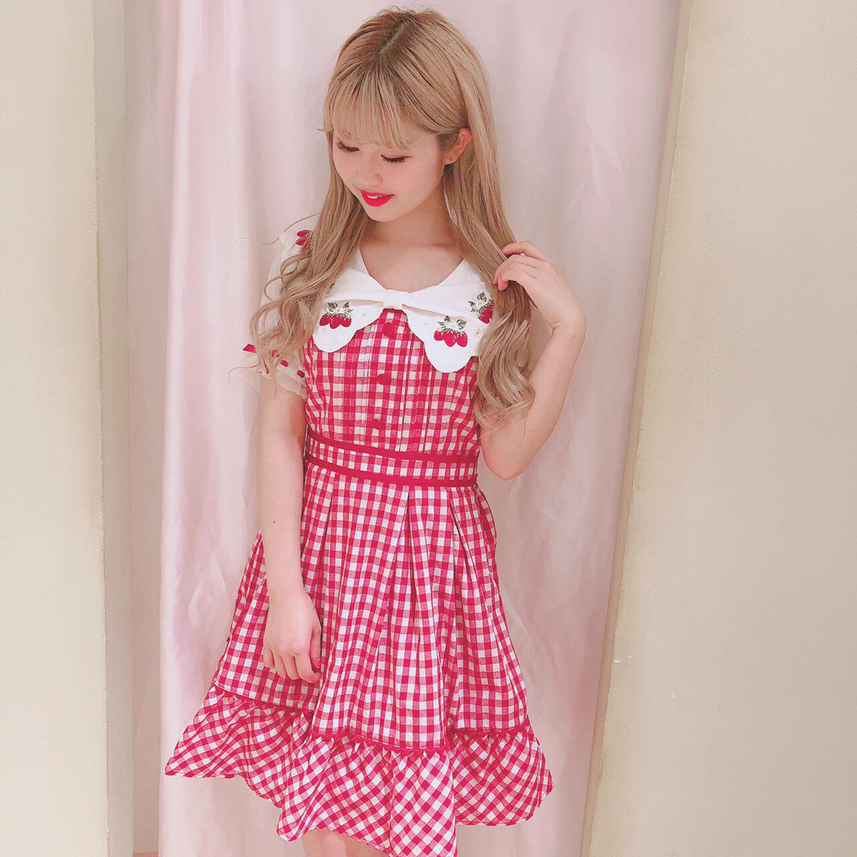 LIZ LISA ストロベリーレースギンガムワンピース ピンク LIZ LISA on X: 