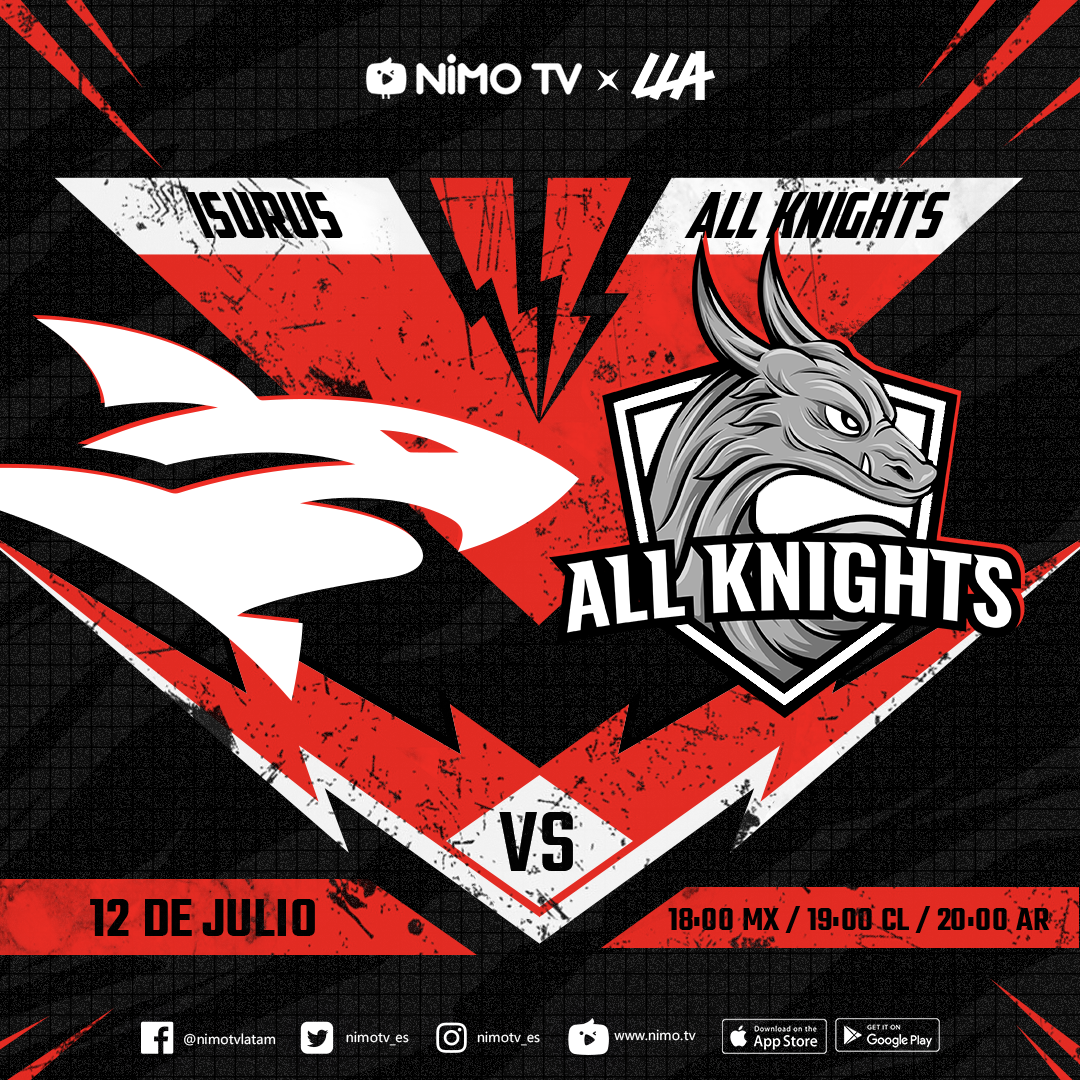 NimoTV_ES's tweet photo. Derby Nimo en #LLA
Ponga alarma para la partida @teamisurus VS @allknights_la .
Comenta 🦈 si eres de ISG y 🐲 si eres de AK
#nimotves #lla2020 #leagueoflegends #LOL #goisg #goak https://t.co/x72MyjBzsk