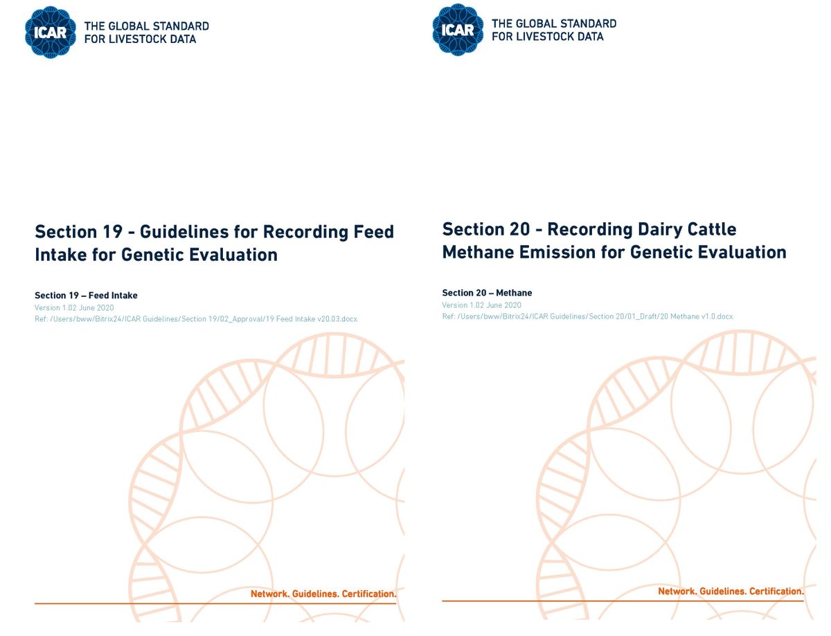 Two new Guidelines on “Recording Feed Intake for Genetic Evaluation” (Section 19) and on “Methane Emission for Genetic Evaluation” (Section 20) have been published: icar.org/index.php/icar…