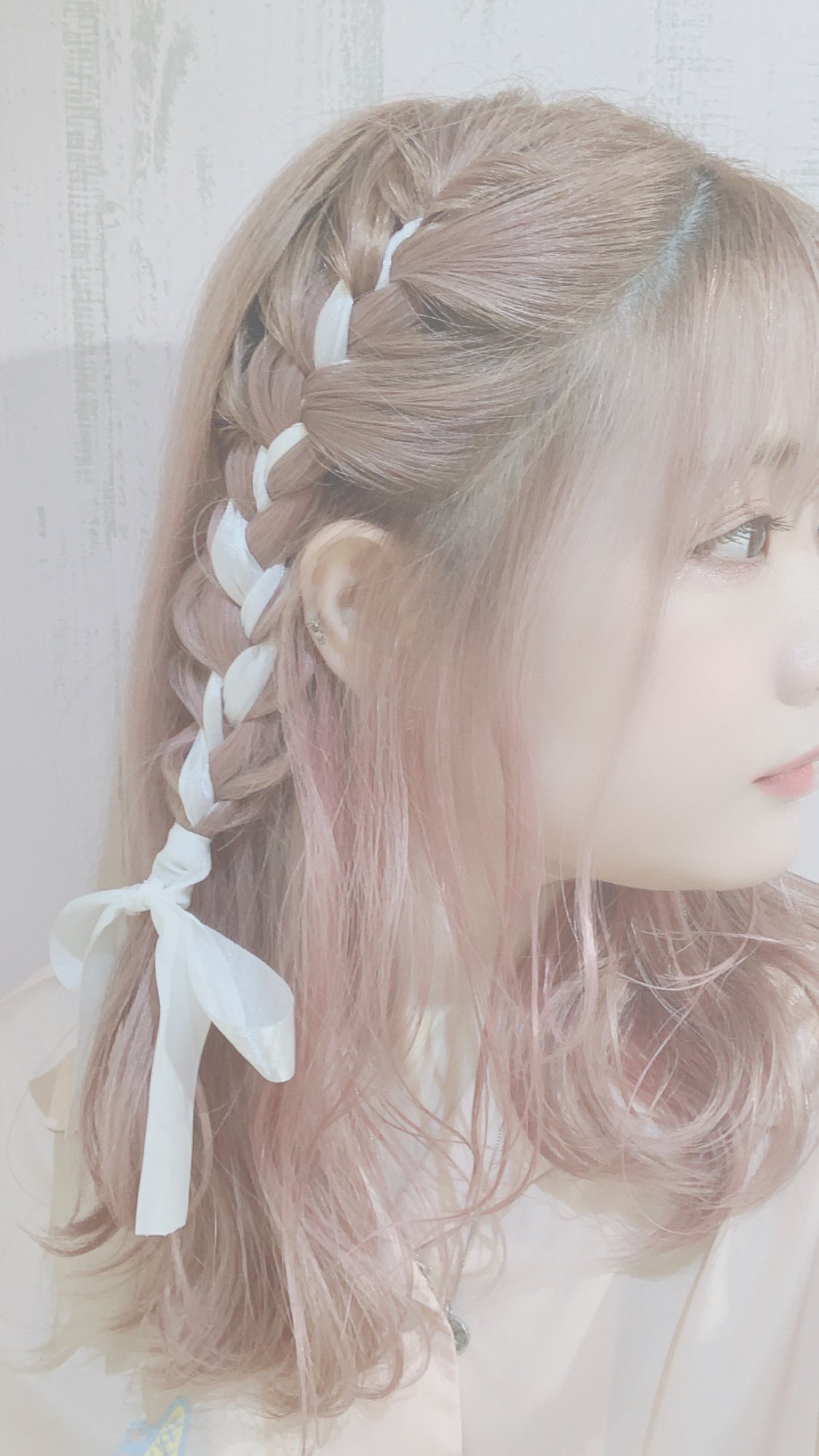 Rico リボン編み込み 白リボン可愛い ヘアアレンジ T Co Iihaw8v5cb Twitter