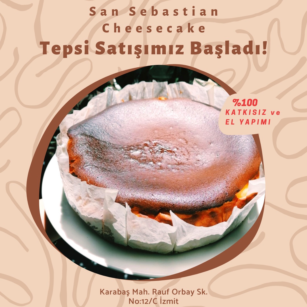 Beklenen haber geldi 🥳
San Sebastian Cheesecake artık tepsi halinde satışta!
✨ İster Belçika Çikolatalı, ister sade şekilde 1 gün önceden sipariş verdiğinizde sizler için taze bir şekilde hazırlıyoruz.
🥧 Fiyat bilgisi ve sorularınız için DM yoluyla iletişime geçebilirsiniz.