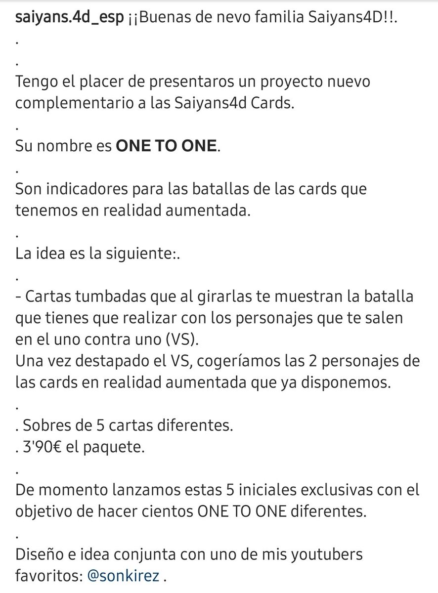 SAIYANS4D presenta "ONE TO ONE"

Las cards indicadores de las Saiyans 4D Battle Cards.

+ info, 4rta imagen😊👍

Reservas por mensaje directo📩