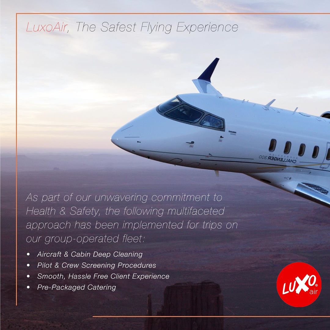 LuxoAir, The Safest Flying Experience ✅
• Aircraft &amp; Cabin Deep Cleaning
• Pilot &amp; Crew Screening Procedures
• Smooth, Hassle Free Client Experience
• Pre-Packaged Catering
#Airline #Luxury #PrivateJets #PrivatePlane #BusinessJet #Luxo #Air #Billionaire #Millionaire