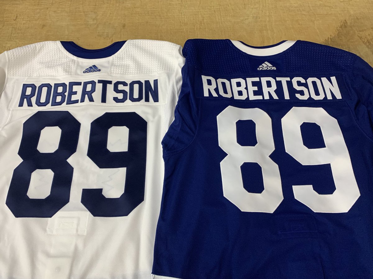 SportsLettering's tweet image. First look at Nick Robertson’s on ice jerseys!