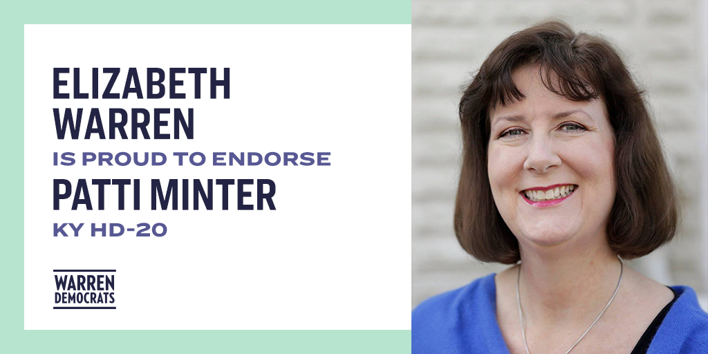 Elizabeth Warren is proud to endorse Patti Minter — KY HD-20
