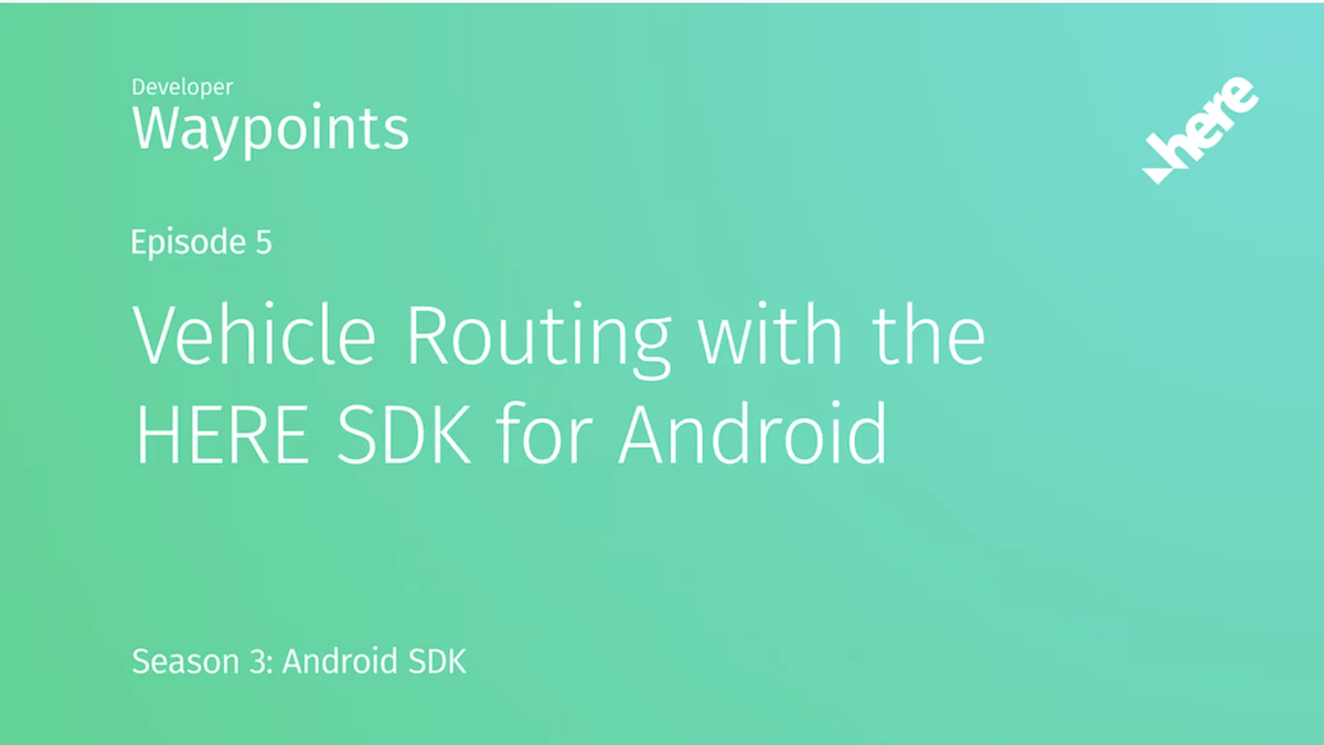 heredev's tweet image. The 5th episode of &quot;Developer Waypoints&quot; is now available on YouTube. In this episode, @sueselbeck talks about how you can use HERE SDK for Android for Vehicle Routing. t.her.is/3faNkBR #AndroidSDK #SDK #routing