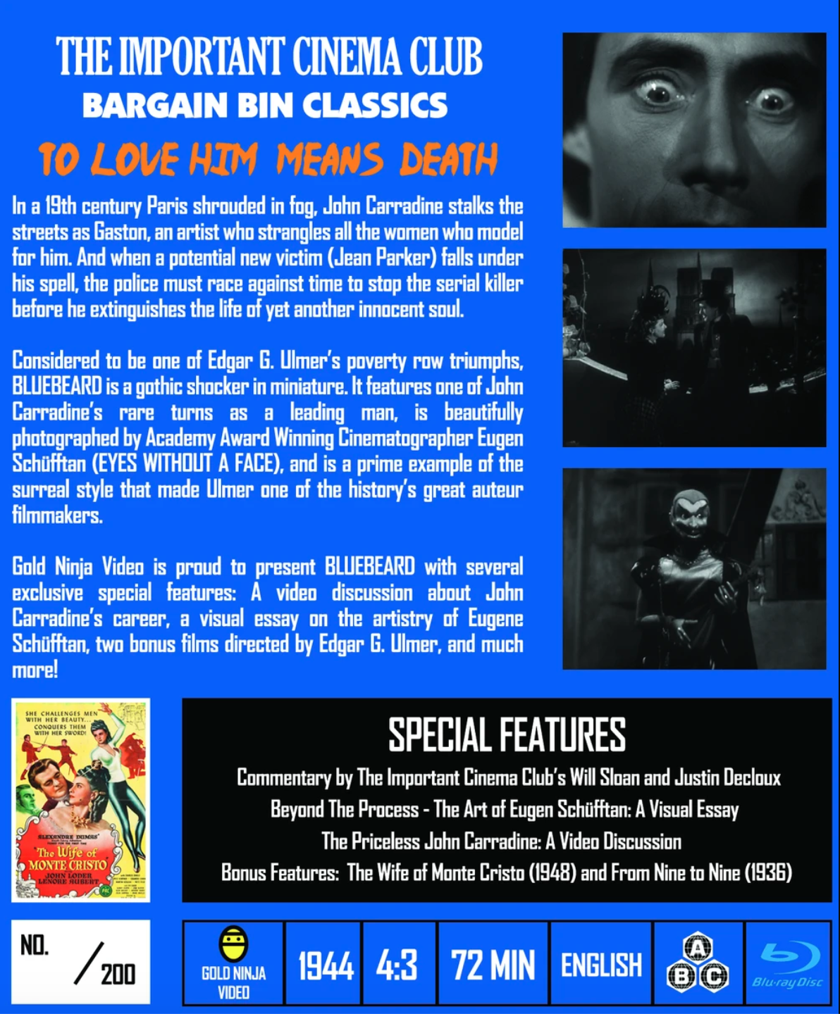 Will Sloan The Important Cinema Club Bargain Bin Classics The Criterion Of Public Domain Returns With Edgar G Ulmer S Bluebeard Commentary By Me And Declouxj Featurettes On
