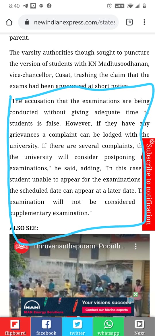 JithuFelix's tweet photo. I couldn't believe our Vice Chancellor lied to public media saying they giving us to learn exams WOOOW just to profit lies over lies come on then why giving the toughest paper where google cant help us? Help us with this politics of our university 🙏
#cusatexams 
@ShashiTharoor https://t.co/VmvNGojViE