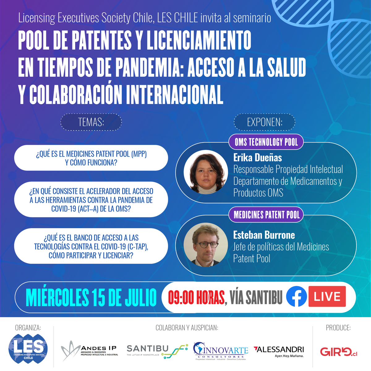 No se pierdan el próximo Webinar organizado por LES Chile sobre licencias y patentes en tiempos de COVID. 8:00am CDMX <a href="/LESIntl/">LES International</a>