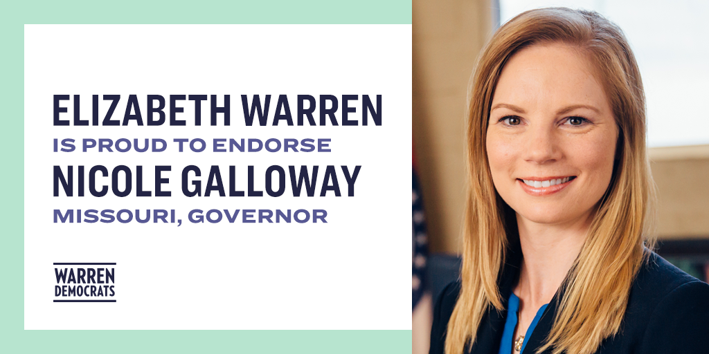 Elizabeth Warren is proud to endorse Nicole Galloway — Missouri, Governor 