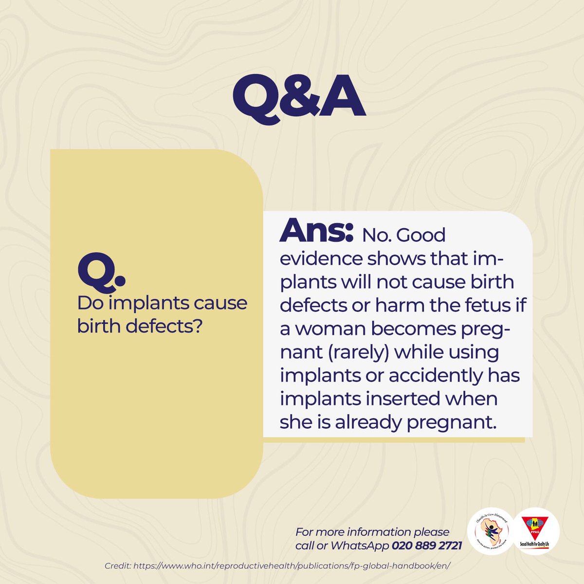 PPAGGhana's tweet image. Implants DO NOT cause birth defects!

#KnowYourFPmethods #SexualHealth4QualityLife