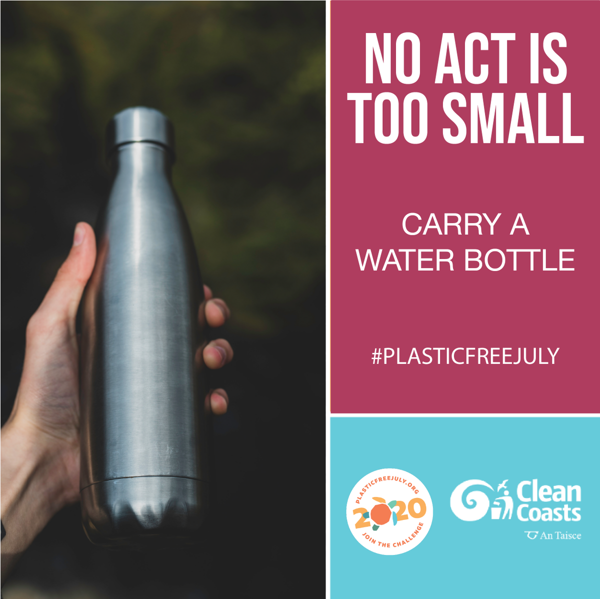 CleanCoasts's tweet photo. Spending a day on the beach this weekend? Don't forget to carry your water bottle with you and join the 250 million people who are saying no to avoidable single use plastic this #PlasticFreeJuly! #Ireland #CleanCoasts #singleuseplastic https://t.co/avHHCKmGvY