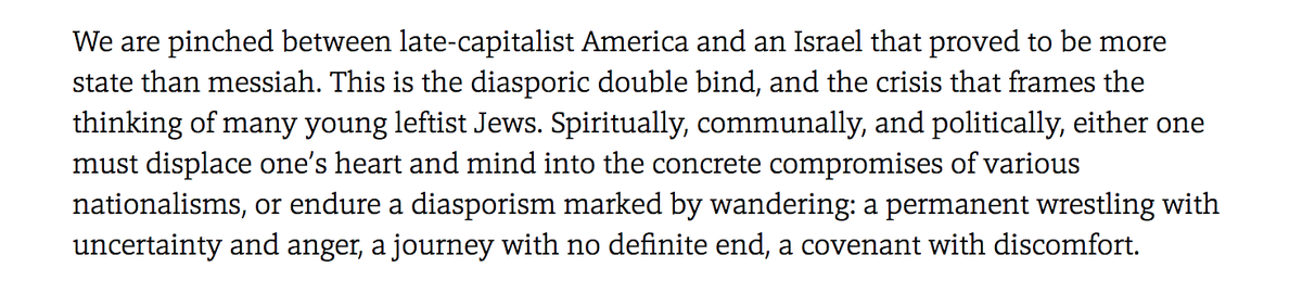 Good shabbos!Been rereading  @jacobplitman 's essay from April 2018 (which actually made me want to work for  @JewishCurrents in the first place) and wondering: what are the Reckonings of this moment asking us to reconsider abt being Jews in diaspora? 1/ https://jewishcurrents.org/on-an-emerging-diasporism/