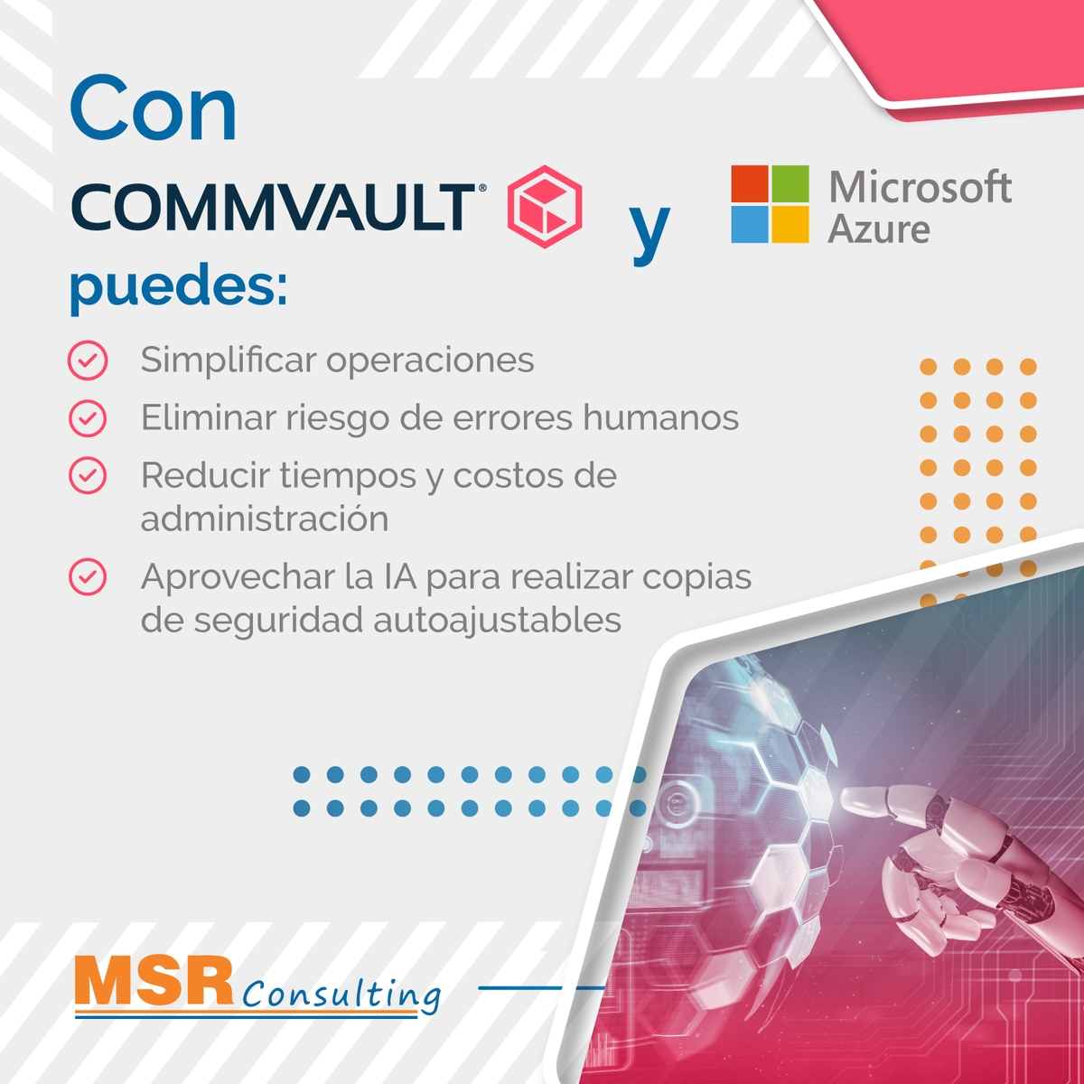 MSR_CTM's tweet photo. ¿Cómo reducir riesgos y costos en la migración de mis datos a la nube?

Conoce cómo #Commvault y #Azure trabajan para brindarte los mejores beneficios.

😉 La solución ideal para tu empresa: https://t.co/ts0VhO84mg

#MSRConsulting #Microsoft https://t.co/nflPjtx7IX