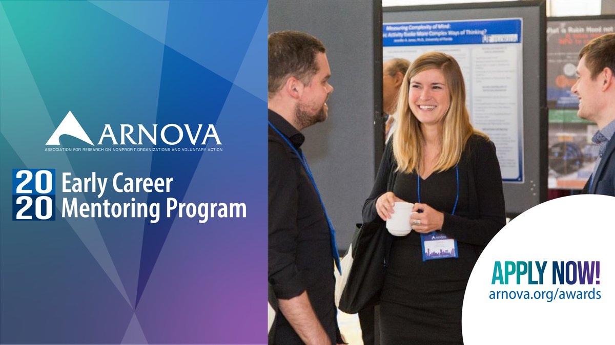 Are you an early scholar in the nonprofit and voluntary sector? Apply for the new ARNOVA Early Career Mentoring program to be paired with and learn from experienced colleagues in your field! Learn more &amp; Apply at: arnova.org/page/mentoring…