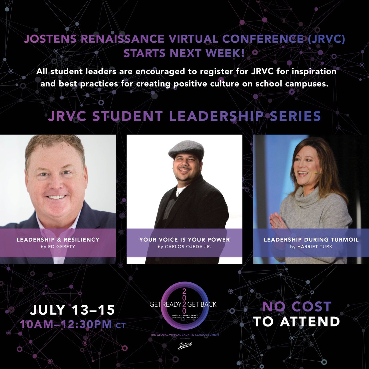 How about this lineup for our student leadership series?!? Student leaders, these breakouts are exclusively for YOU to attend during #JRVC. If you haven’t registered yet, what are you waiting for?!? It’s FREE! Tag some friends and join us! jostens.com/JRVC
