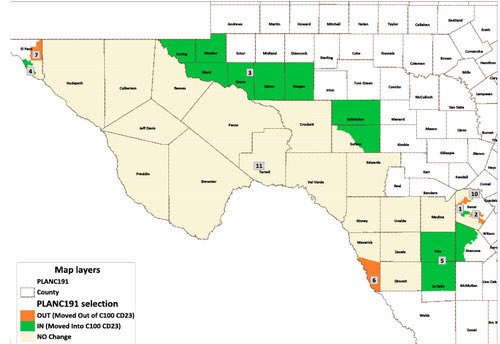 But they are all in play for slightly different reasons. TX-23, the best district for Ds, is a Latino majority district that Rs infamously tried to redraw in 2011 to take out higher voting urban Latinos and replace them with lower voting and more rural ones.  #txlege 2/