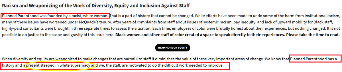 CaroleNovielli's tweet image. HUNDREDS of Planned Parenthood employees said PP had a present in "white supremacy" founded by "racist."
*No demands to #DefundPP? 
*No protests?
*No demand PP close?
*No media condemns PP?
*No politicians distance themselves from PP? 
Does PP get a pass at being RACIST?