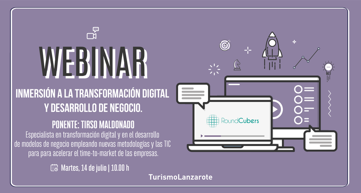 ‘Inmersión a la transformación digital y desarrollo de negocio’, cuarto webinar del ciclo de formación online organizado por Turismo Lanzarote

📑ow.ly/GUXv30qXtXj
➡ Inscripción: ow.ly/xi9k30qXtXB

#Noticia | #Turismo | #Lanzarote