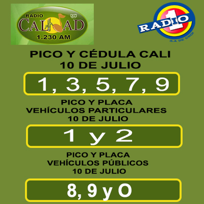 noticiascalidad's tweet image. #Caleños 
 Este es el #picoycédula y #picoyplaca en #Cali para este viernes 10 de julio. 🚕🚗🛒
☑️Recuerde salir para hacer sus compras de primera necesidad o hacer sus diligencias bancarias. 
#NoticiasCalidad