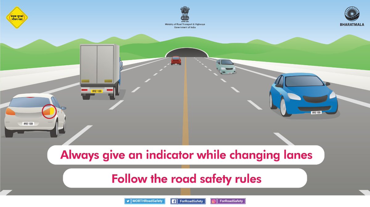 MORTHINDIA on X: Always give an indicator while changing lanes!  #SadakSurakshaJeevanRaksha  / X