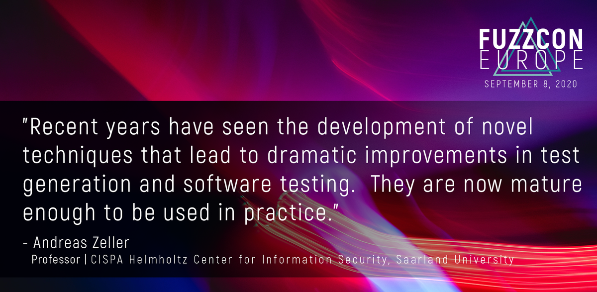 CI_Fuzz's tweet image. @AndreasZeller speaks at #FuzzConEurope2020! Don&apos;t miss out on his talk about &apos;Taming Fuzzers&apos;.  Register now! hubs.ly/H0sgt190 #fuzzyoursoftware #fuzzing #fuzzconeurope #conference