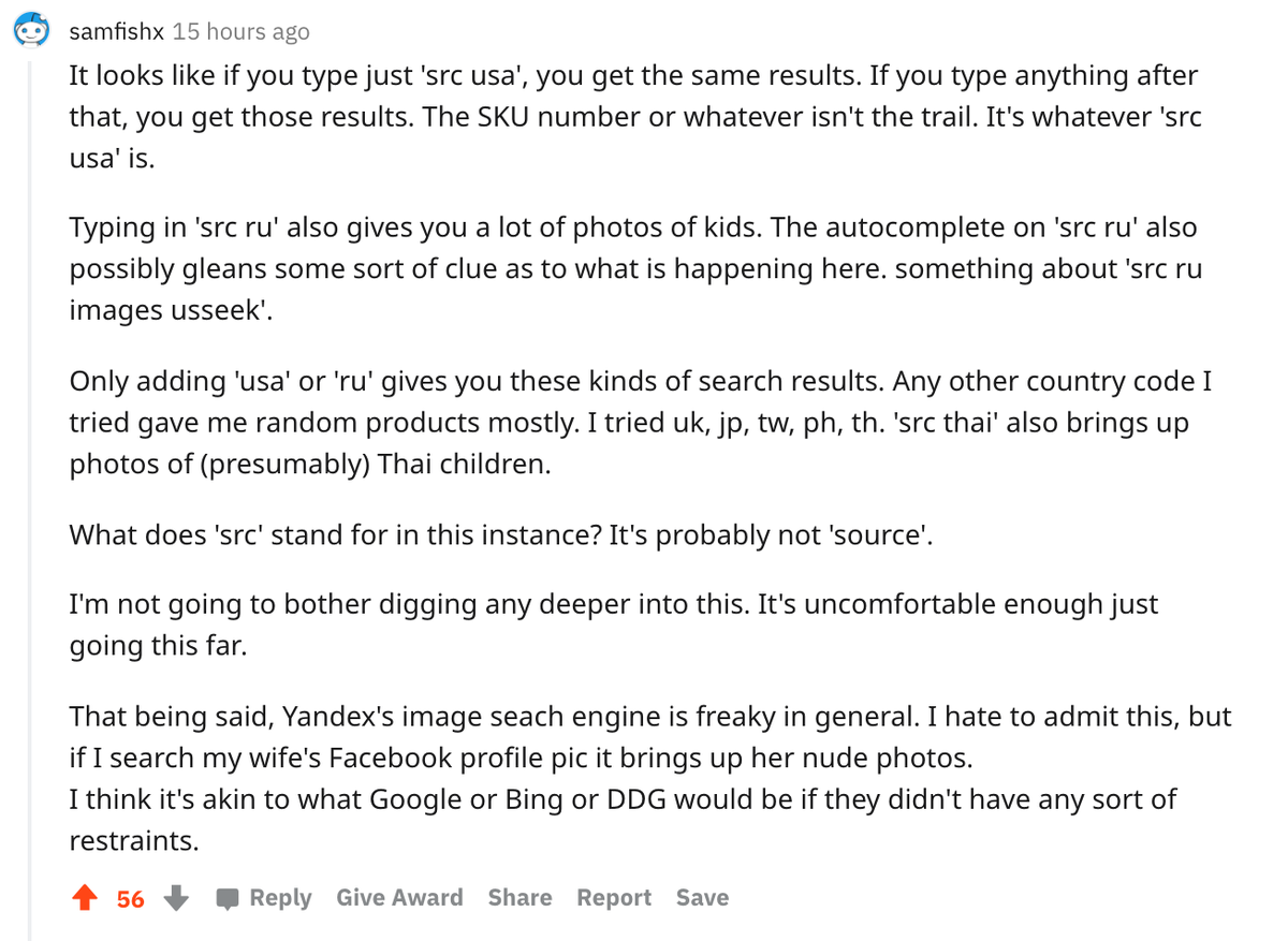 The results are pictures of children bc of the "src" in the item names. Searching anything on Yandex with "src" pulls results from a Russian image hosting website with a long history of hosting inappropriate and predatory images of children. Nothing to do with  #Wayfair